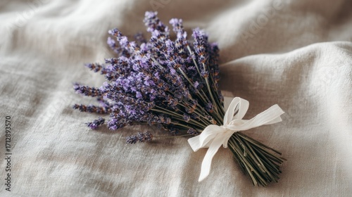Aromatic Lavender Bouquet on Linen