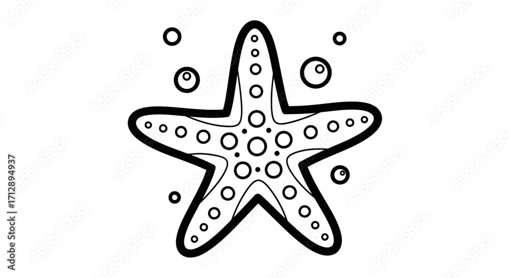 Fototapeta premium Serene Starfish with Bubbles on an Isolated White Background