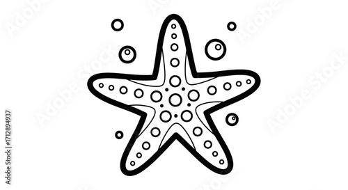 Serene Starfish with Bubbles on an Isolated White Background