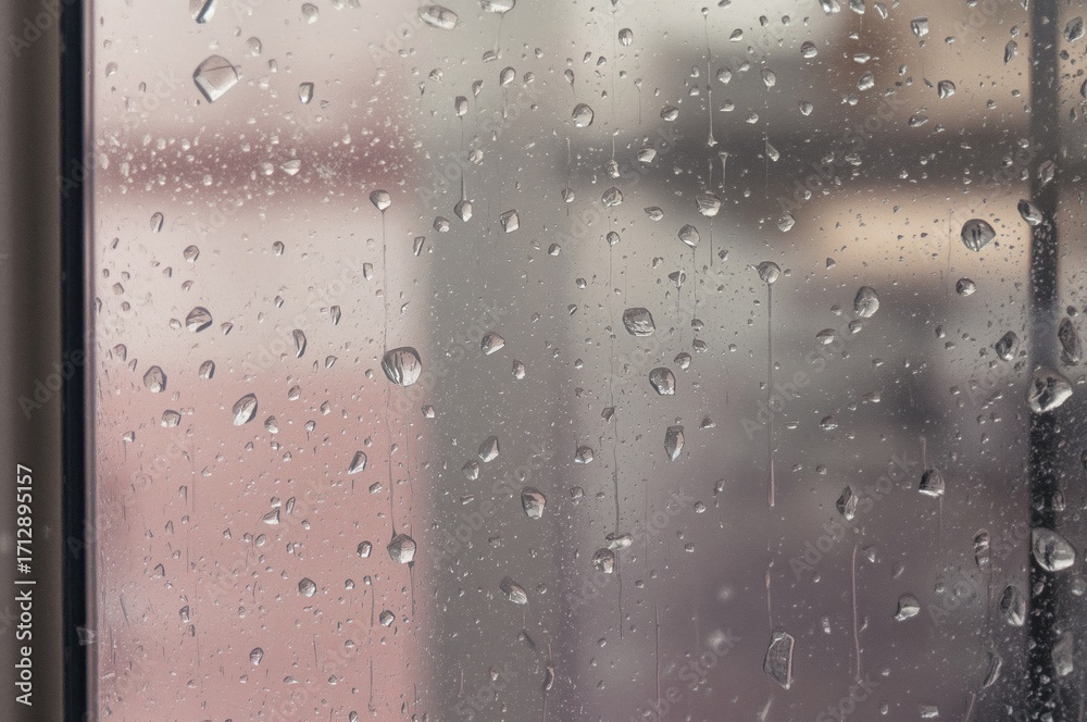 Obraz premium Drops of water on a transparent surface