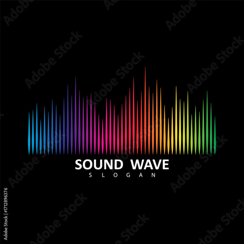Sound Wave Symbol of Equalizer. Isolated on black background. Gradient Vector Illustration Design.
