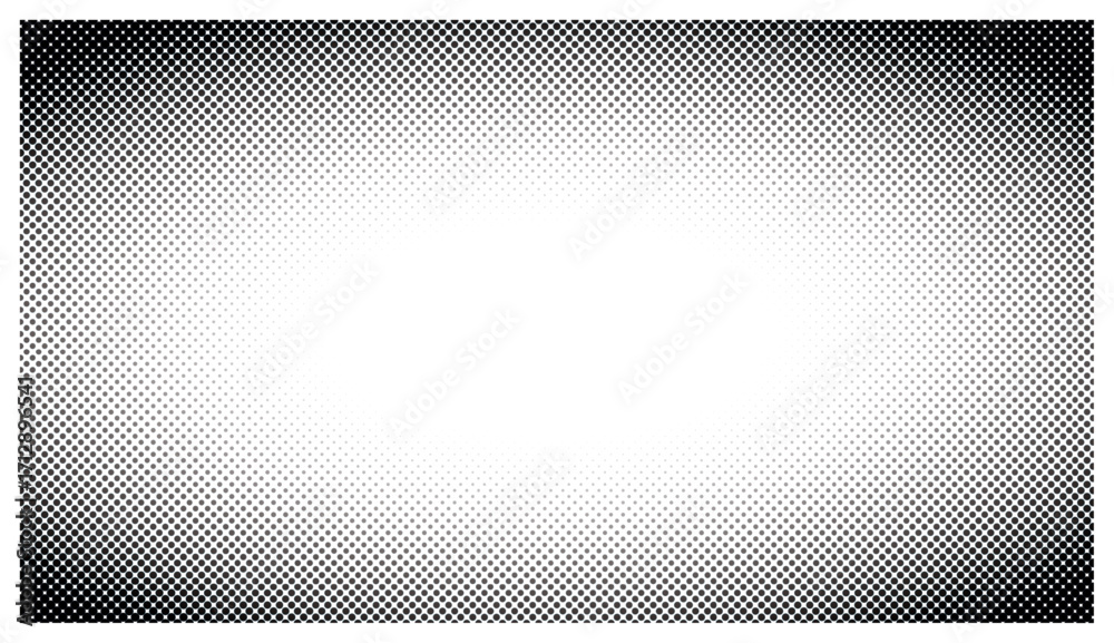 Naklejka premium Halftone Vignette Gradient Background – Retro Dots Spotlight Texture