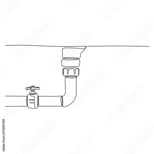 Plumbing pipe system with valve and connection under sink  