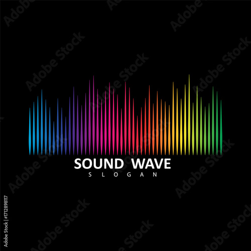 Sound Wave Symbol of Equalizer. Isolated on black background. Gradient Vector Illustration Design.
