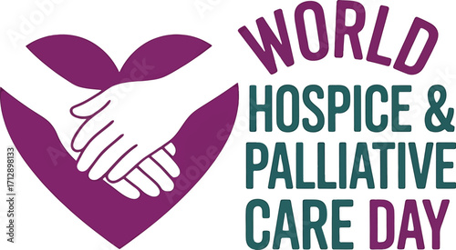 World Hospice and Palliative Care Day graphic with intertwined hands in a heart compassion
