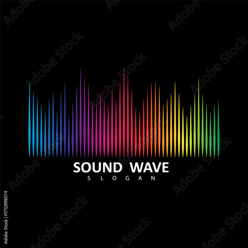 Sound Wave Symbol of Equalizer. Isolated on black background. Gradient Vector Illustration Design.
