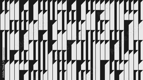 Abstract modern composition in brutalism style, Postmodern geometric ornament with simple shapes in monochrome color, architectural volumetric pattern, contrasting light and shadow effect