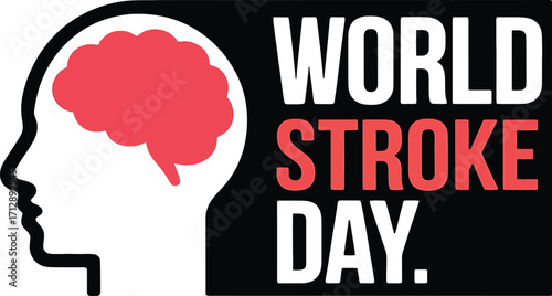 World Stroke Day graphic with a silhouette of a head and brain and bold text human brain