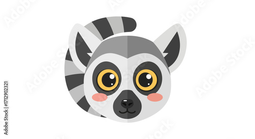 Cute, stylized lemur head illustration, simple design, cartoonish representation.