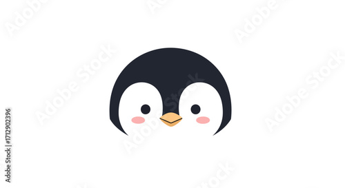Cute cartoon penguin head, simple design, friendly expression.