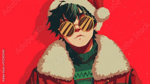 male anime animation with a Christmas theme
