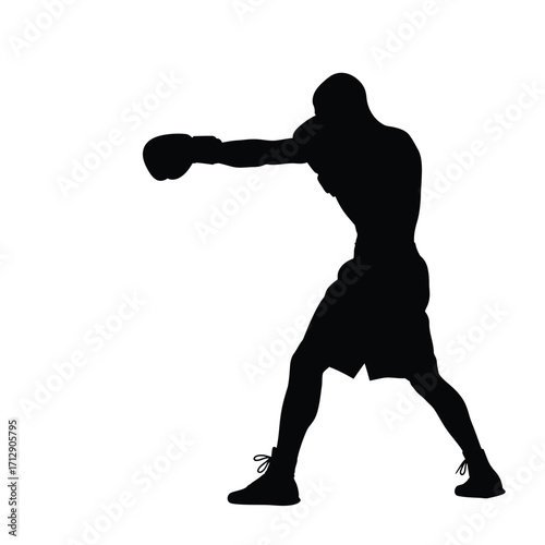 A dynamic boxer throwing a punch in a powerful striking silhouette