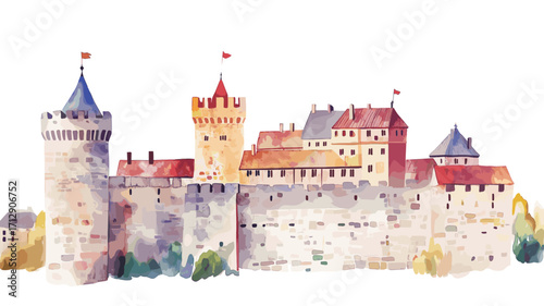 Turku Castle. Turku Castle watercolor vector illustration