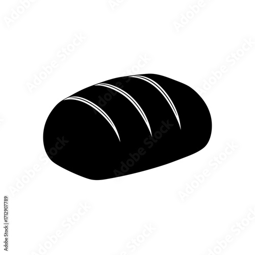 Silhouette loaf of bread view on transparent background