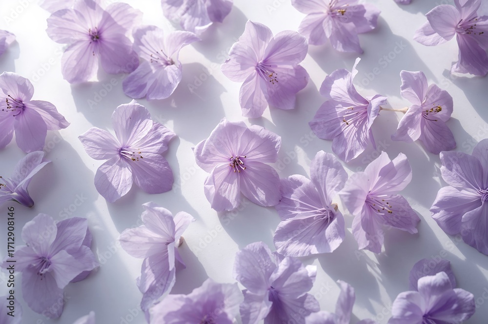 Fototapeta premium Purple blossoms displayed against a light backdrop