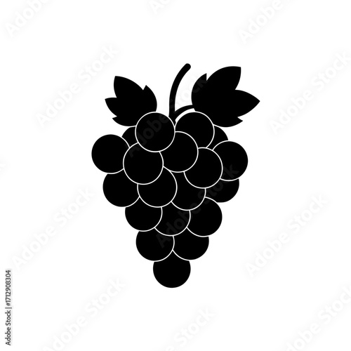 Silhouette image of grapes on transparent background