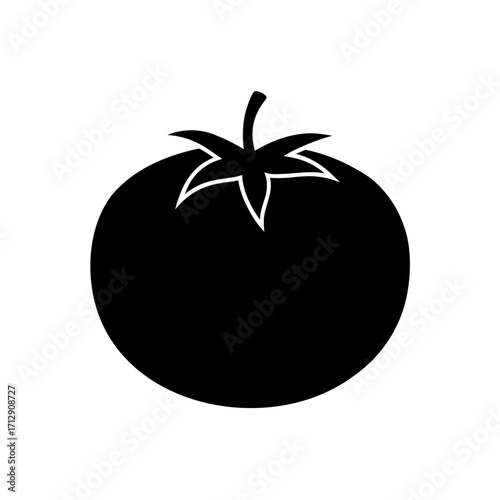 Silhouette image of a tomato on transparent background