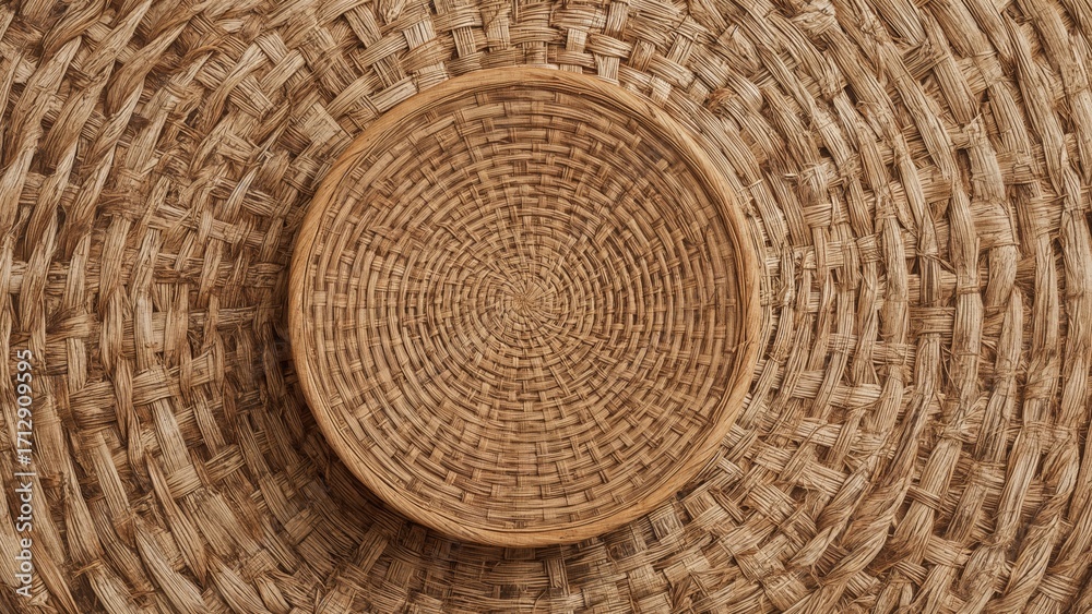 Fototapeta premium Overhead perspective of a rustic wooden basket background