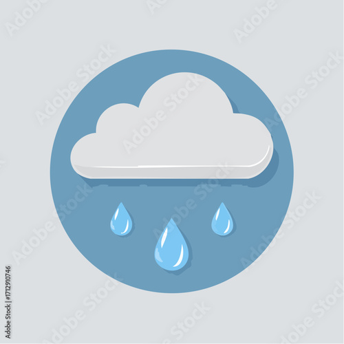 Rain Cloud Icon Simple Vector Illustration for Weather Forecast