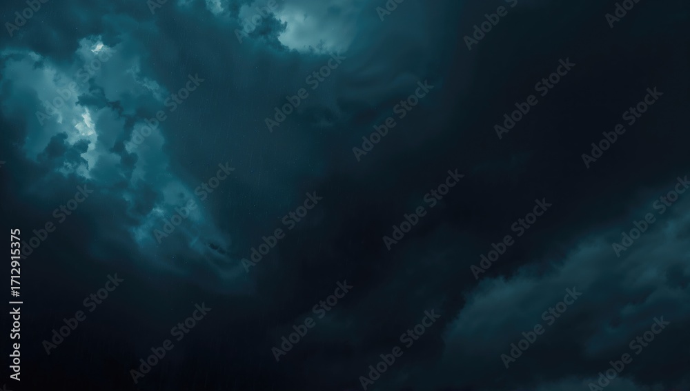 Fototapeta premium Stormy black sky with heavy dark clouds and thunderstorm