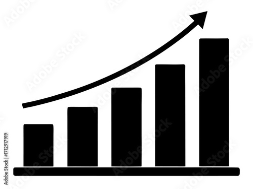 growth bar chart silhouette vector,Business Growing bar chart icon