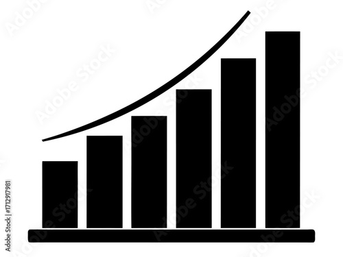 growth bar chart silhouette vector,Business Growing bar chart icon