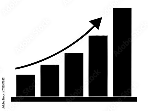 growth bar chart silhouette vector,Business Growing bar chart icon