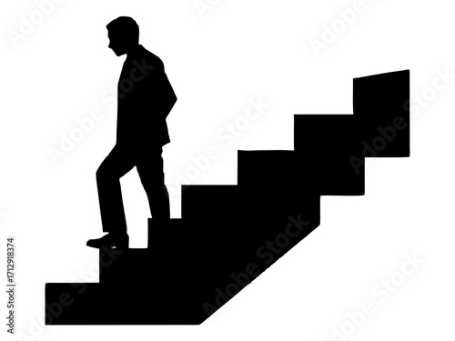 man walking stair   black silhouette vector,stair icon