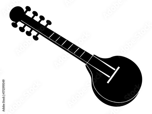 sitar black silhouette vector,musical instrumentsicon
