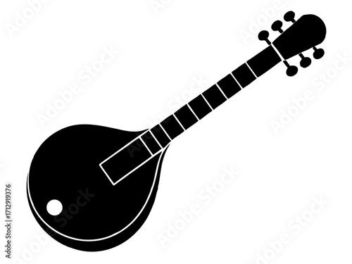 sitar black silhouette vector,musical instrumentsicon
