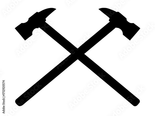 two crossed hammer simple silhouette vector,hammer  icon