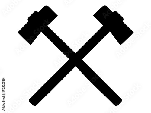 two crossed hammer simple silhouette vector,hammer  icon