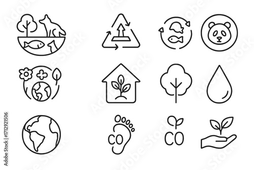 Species footprint ecosystem set vector earth biodiversity ecology drop icon pollution water
