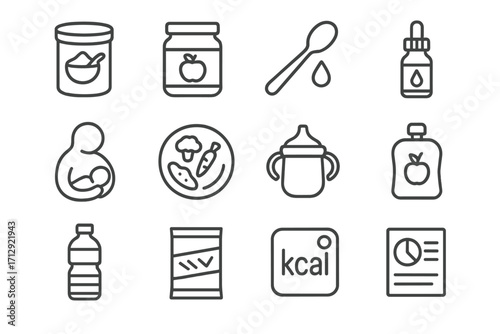Nutrition chart snack pack sippy drops baby icon food icons puree vitamin