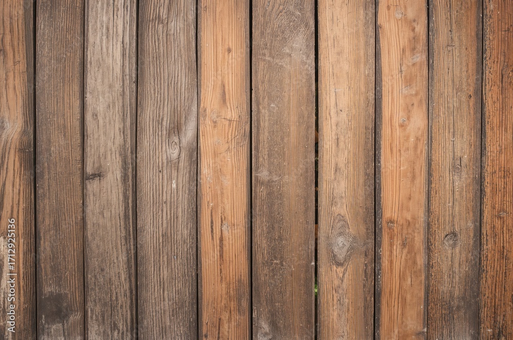 Fototapeta premium Detailed view of aged wooden boards set vertically.