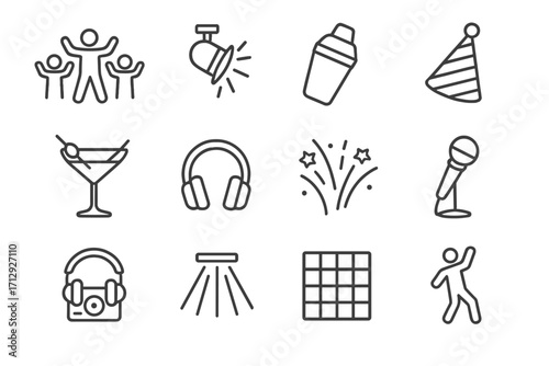 Silhouette set microphone vector neon nightclub dance burst icon party crowd tiles