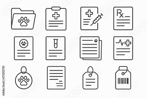 Vaccination history icons card icon results vector pad pet vet report sheet
