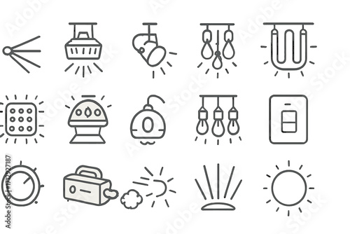 Disco icons glowing icon strobe rays vector light spotlight switch lighting neon