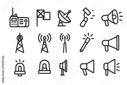 Icon icons beacon flare communication antenna signal vector megaphone flags radio marine