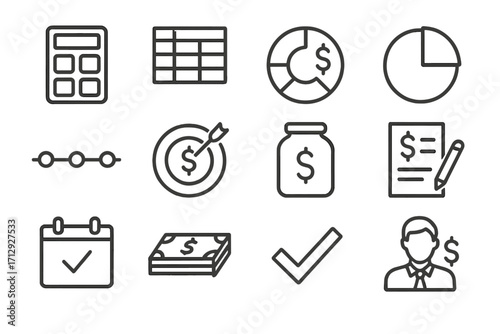 Icon money advisor planning icons calendar vector stack timeline financial spreadsheet