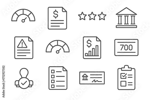 Icon loan vector evaluation credit document scorecard bank rating check approval
