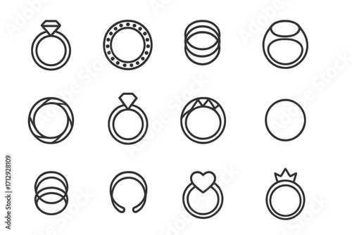 Icon band minimalist twisted icons diverse vector signet ring double eternity open