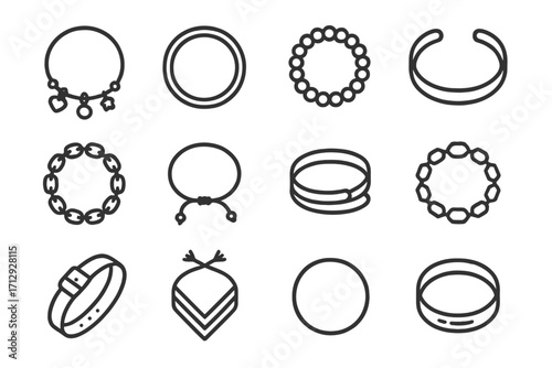 Grid gemstone icons beaded minimalist piece vector bracelet icon chain band bangle