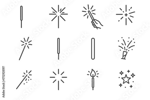 Vector glow burst trail stick sparkler icon spark moment mini collection