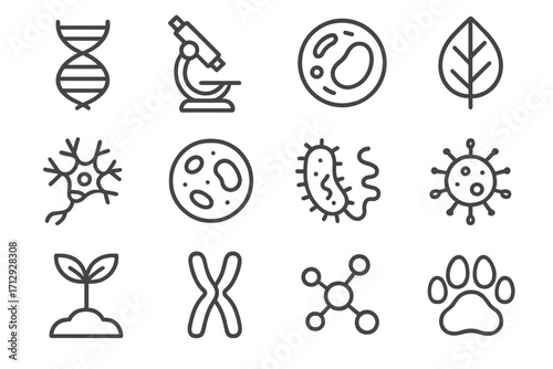 Biology cell petri grid vector model animal footprint icon chromosome plant leaf