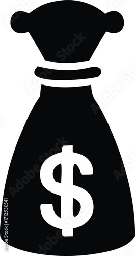 Money bag icon with dollar symbol representing wealth finance and business success
