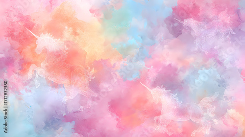 Golden unicorn accents, soft sparkles, dreamy galaxy vibes, kawaii aesthetic, modern trending fantasy illustration.