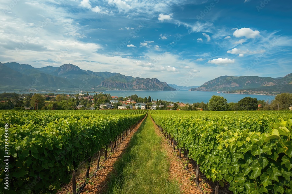 Obraz premium Warm climate and beautiful vineyards in a scenic valley during summer