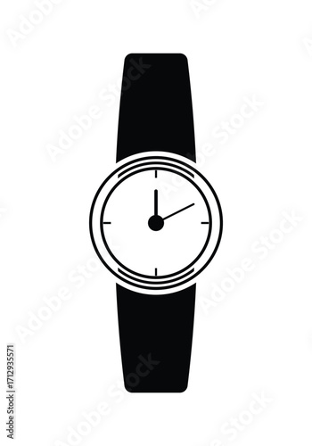 Minimalist Black and White Wristwatch Icon