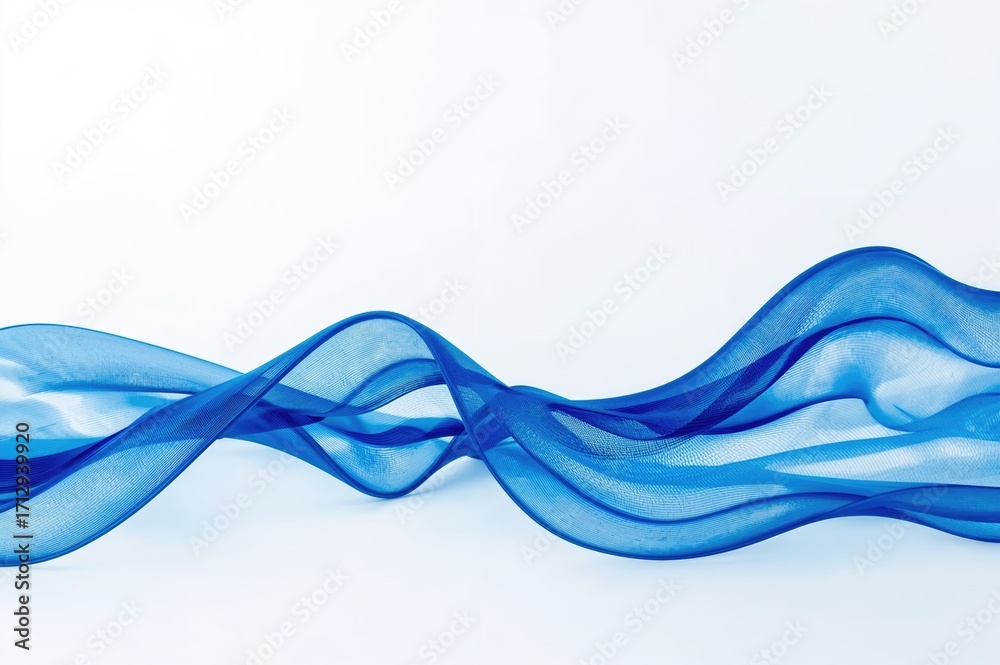 Naklejka premium Abstract blue smooth wave featuring a dynamic sound wave design on a white backdrop
